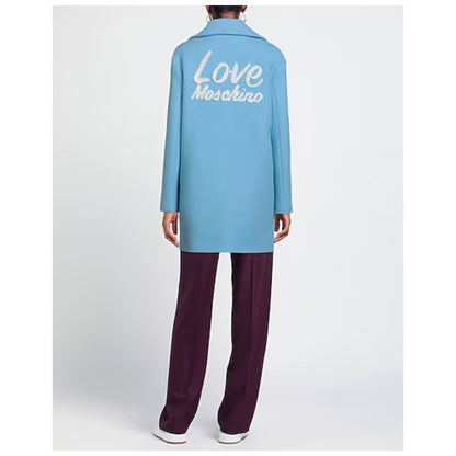 Cappotto Love Moschino Elegante In Lana Azzurro