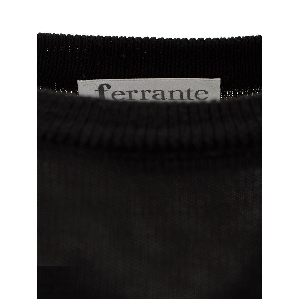 FERRANTE Elegante Maglione Nero in Lana per Uomo