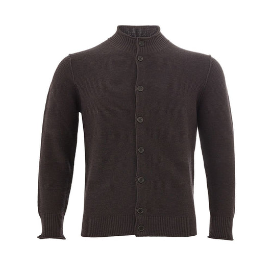 KANGRA Elegante Cardigan Marrone in Lana per Uomo