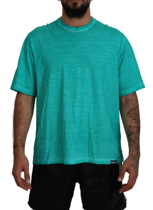 T-shirt a maniche corte in cotone e lino verde chiaro Dsquared²