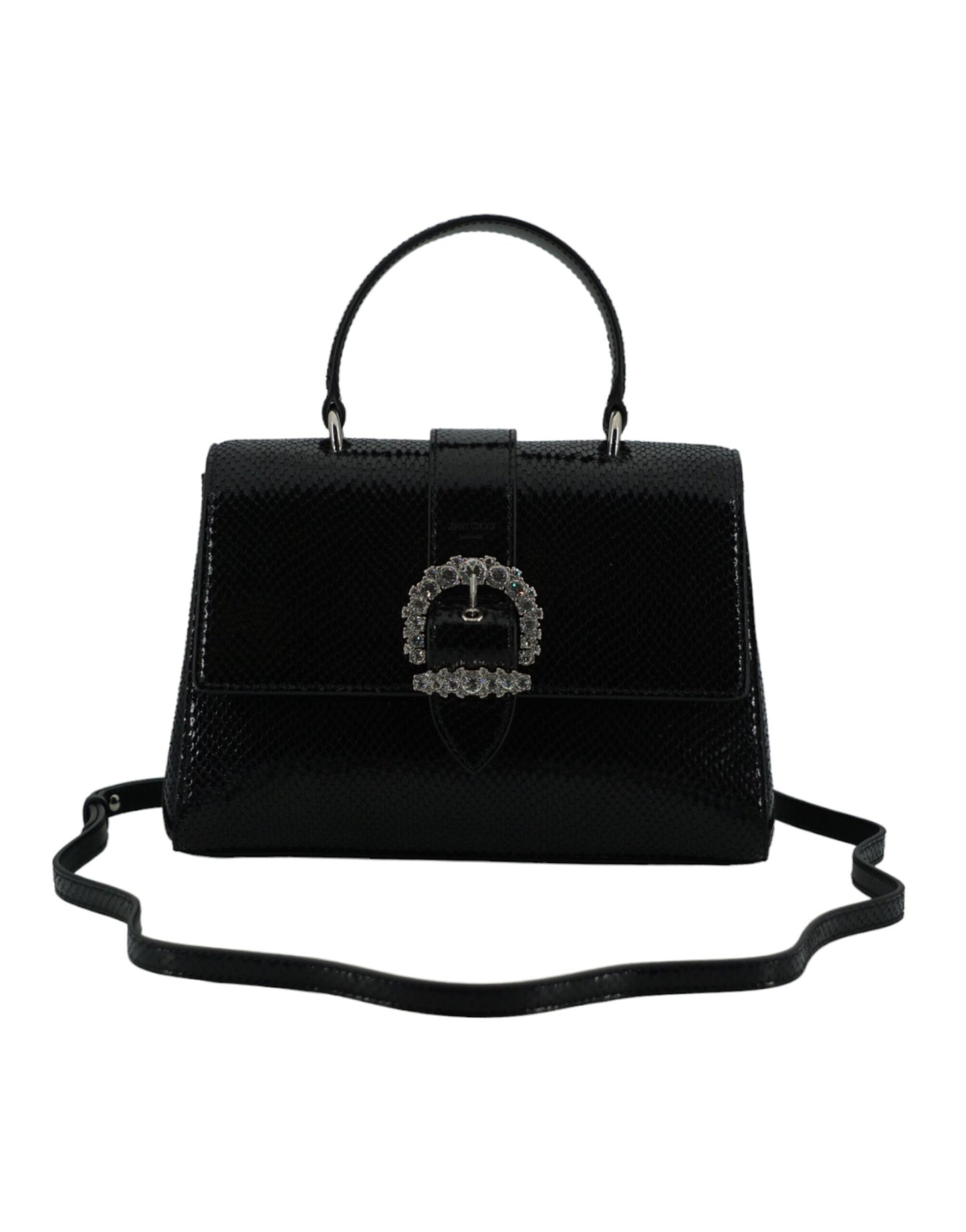 Borsa a tracolla con manico superiore in pelle nera Jimmy Choo