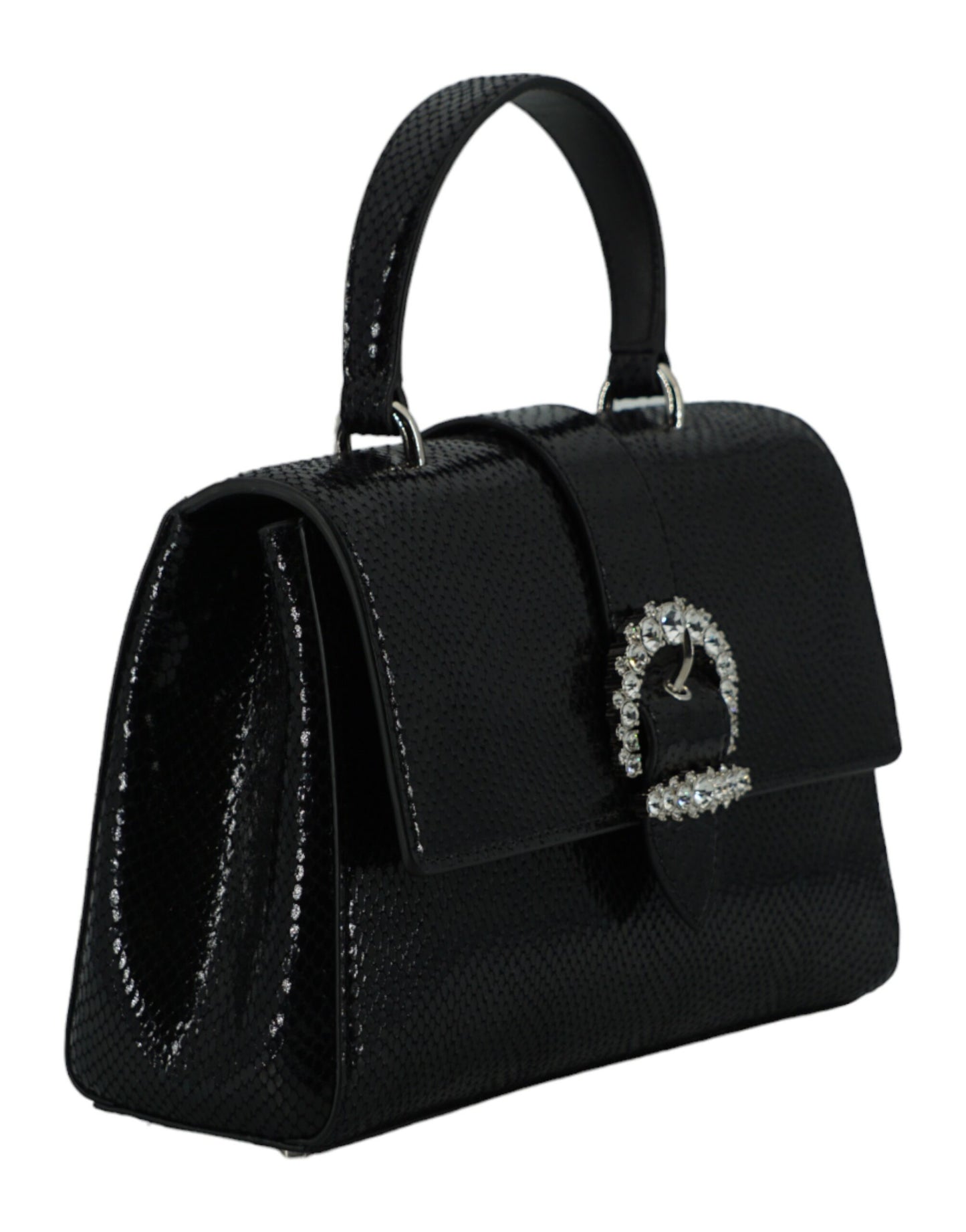 Borsa a tracolla con manico superiore in pelle nera Jimmy Choo