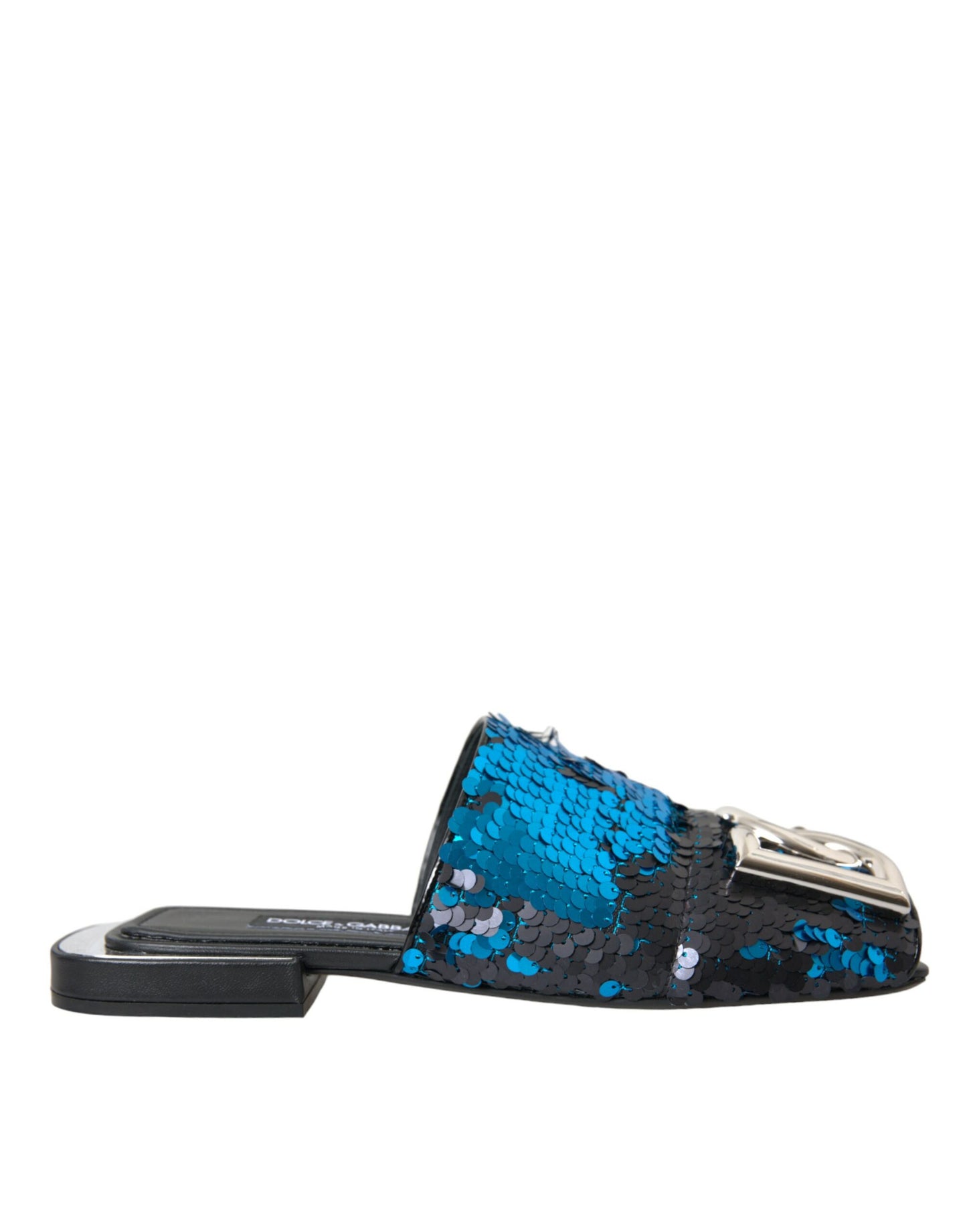 Sandali con logo e paillettes blu Dolce &amp; Gabbana