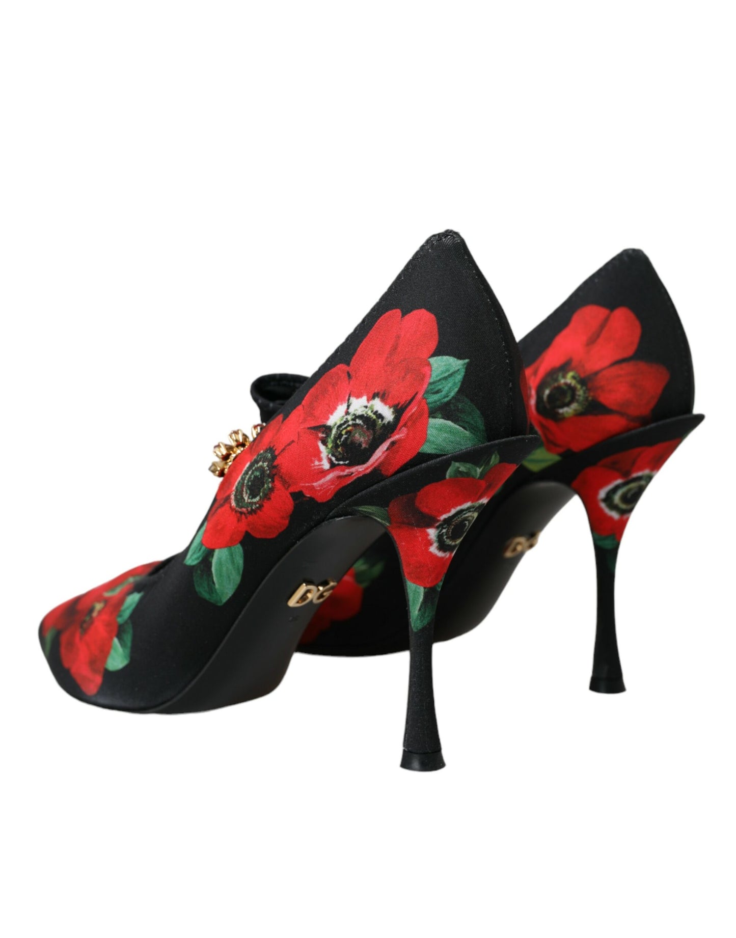 Scarpe Mary Jane con décolleté Dolce &amp; Gabbana nere con cristalli floreali