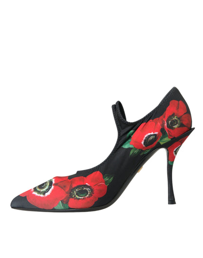 Scarpe Mary Jane con décolleté Dolce &amp; Gabbana nere con cristalli floreali