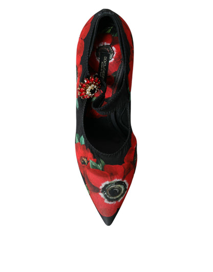 Scarpe Mary Jane con décolleté Dolce &amp; Gabbana nere con cristalli floreali