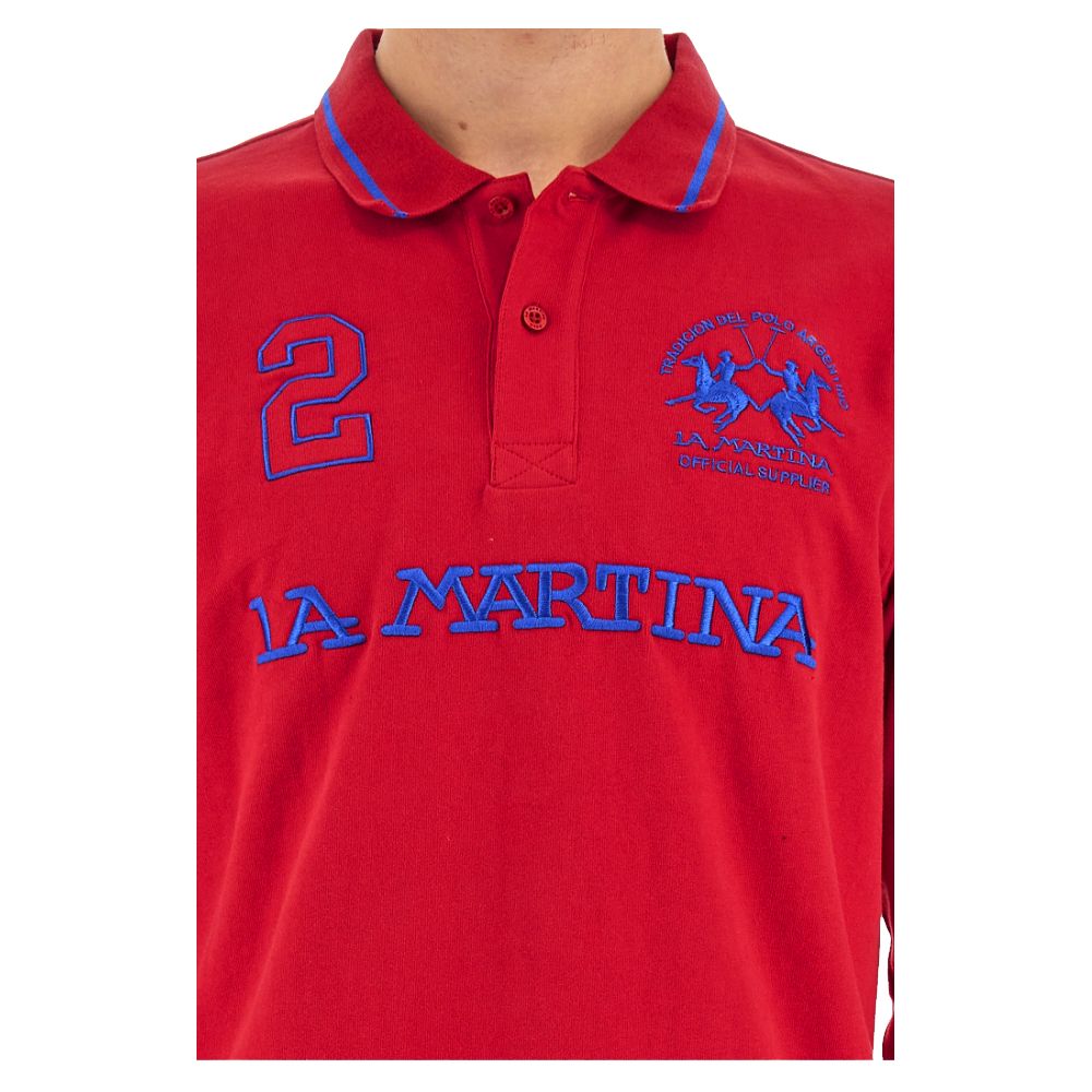 La Martina Red Cotton Polo Shirt