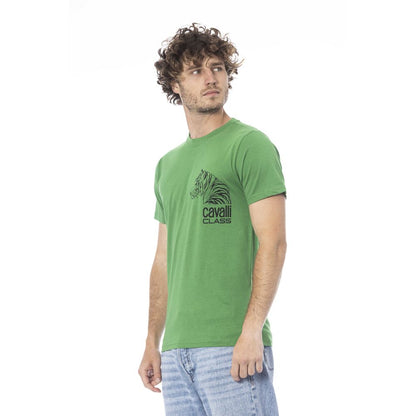 Maglietta da uomo in cotone verde Cavalli Class