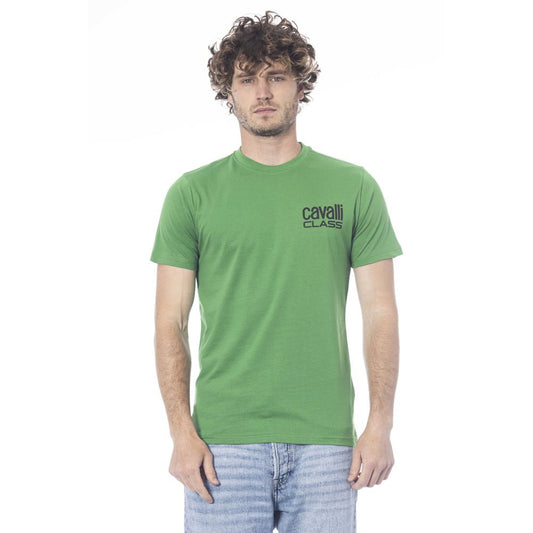 Maglietta da uomo in cotone verde Cavalli Class