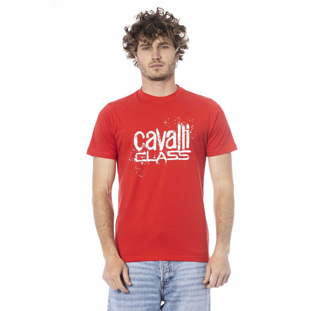 Maglietta da uomo in cotone rosso Cavalli Class