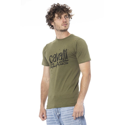 Maglietta da uomo in cotone verde Cavalli Class