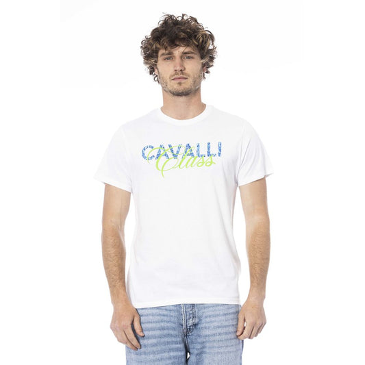 Maglietta da uomo in cotone bianco Cavalli Class