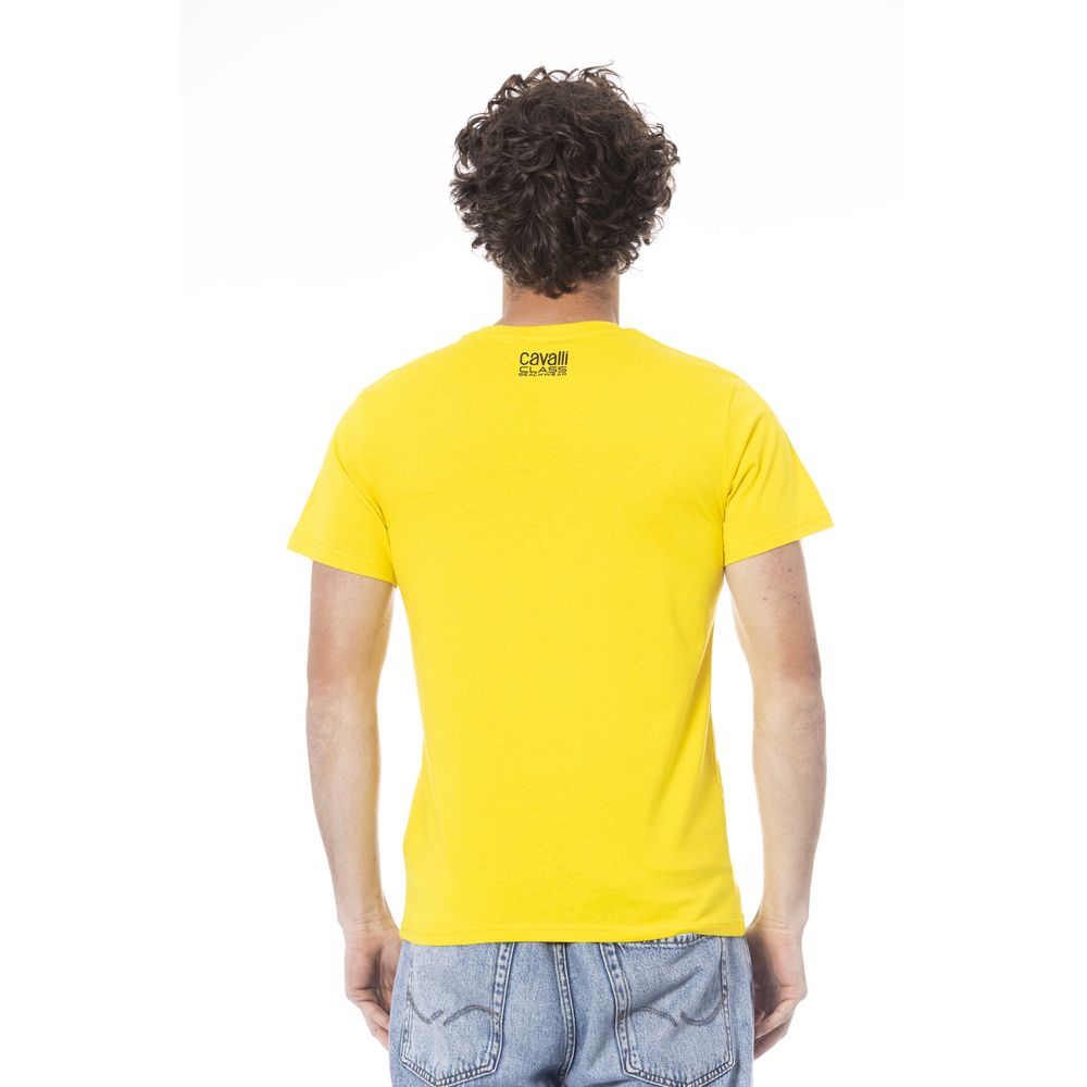 Maglietta da uomo in cotone giallo Cavalli Class