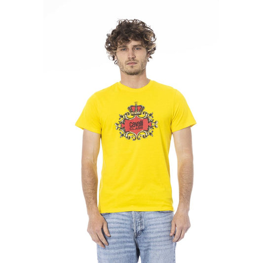 Maglietta da uomo in cotone giallo Cavalli Class