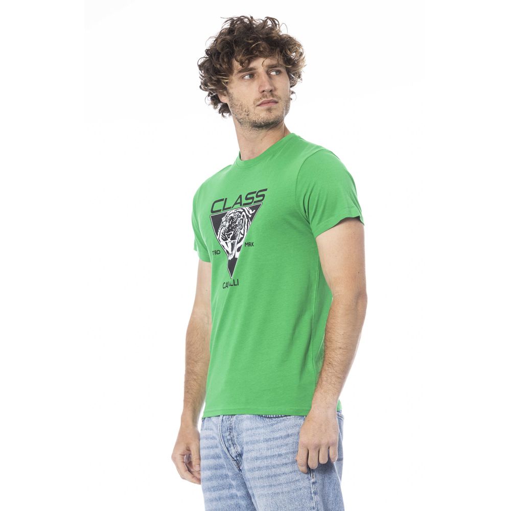 Maglietta da uomo in cotone verde Cavalli Class