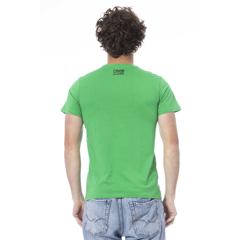 Maglietta da uomo in cotone verde Cavalli Class