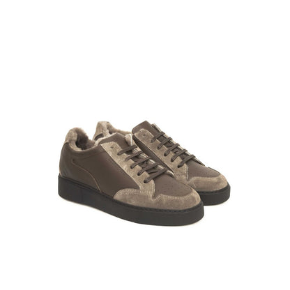 Cerruti 1881 Beige Leather Men Sneaker