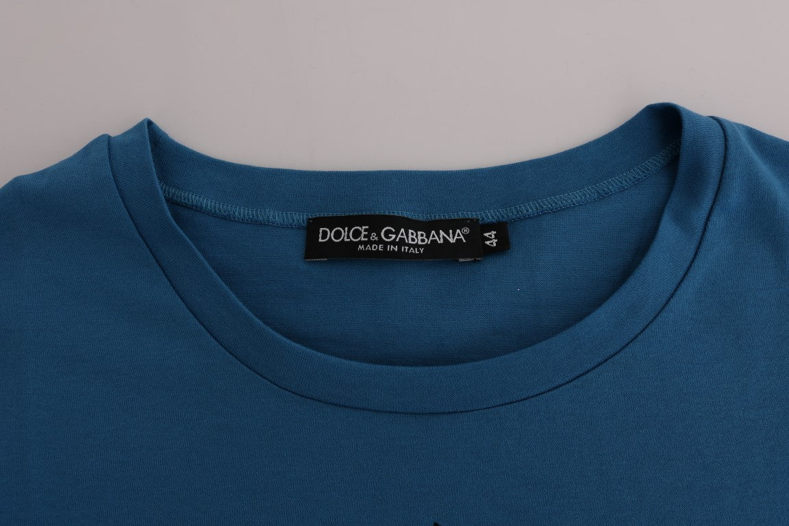 T-shirt Dolce &amp; Gabbana Chic in cotone blu con stampa 2017