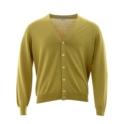 Cardigan in lana italiana Gran Sasso in giallo vibrante