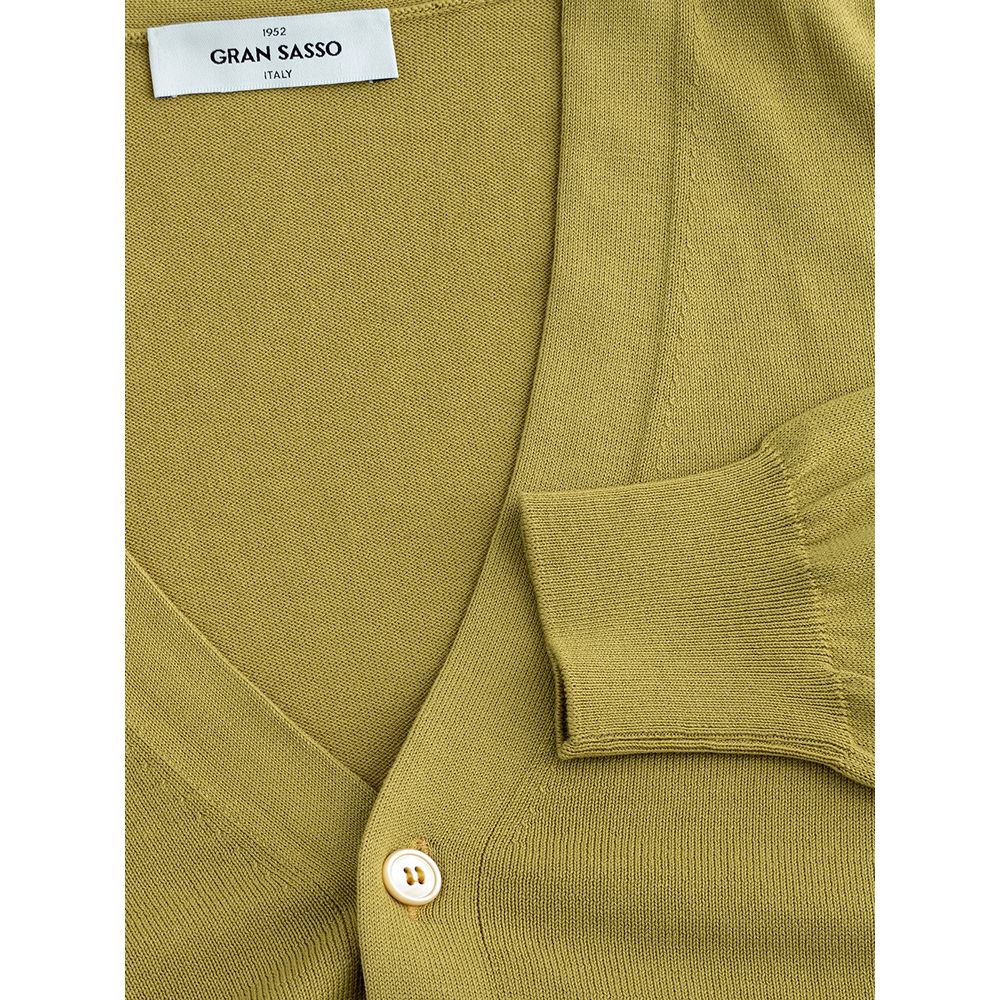 Cardigan in lana italiana Gran Sasso in giallo vibrante