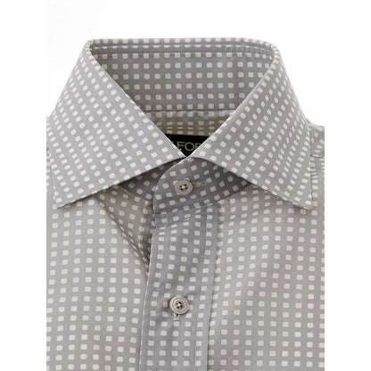 Camicia elegante in cotone grigio Tom Ford per uomo