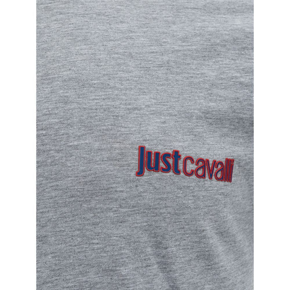 Мужская элегантная серая хлопковая футболка Just Cavalli