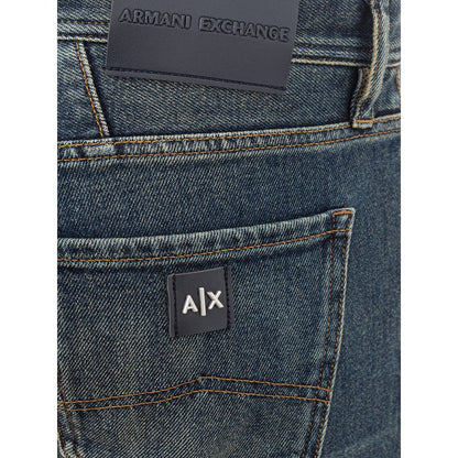 Узкие джинсовые брюки из хлопка Armani Exchange насыщенного синего оттенка