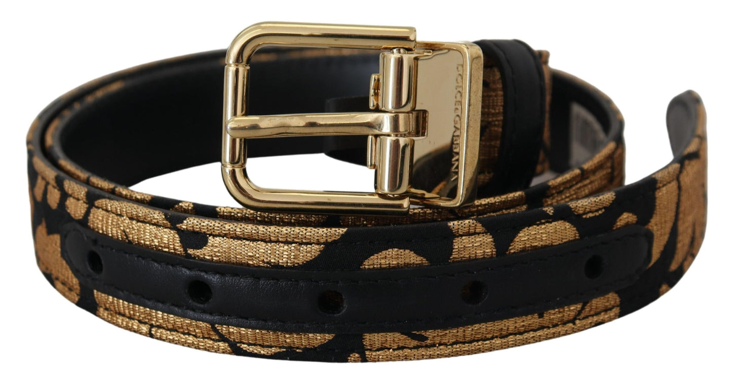 Cintura con fibbia logo in pelle jacquard multicolore Dolce &amp; Gabbana