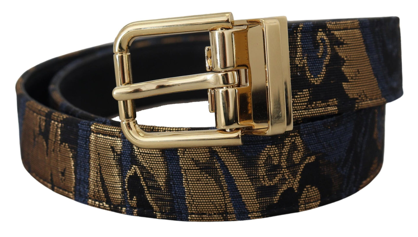 Dolce & Gabbana Multicolor Jacquard Leather Logo Buckle Belt