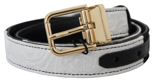 Cintura Dolce &amp; Gabbana con fibbia in metallo dorato patchwork bianco nero