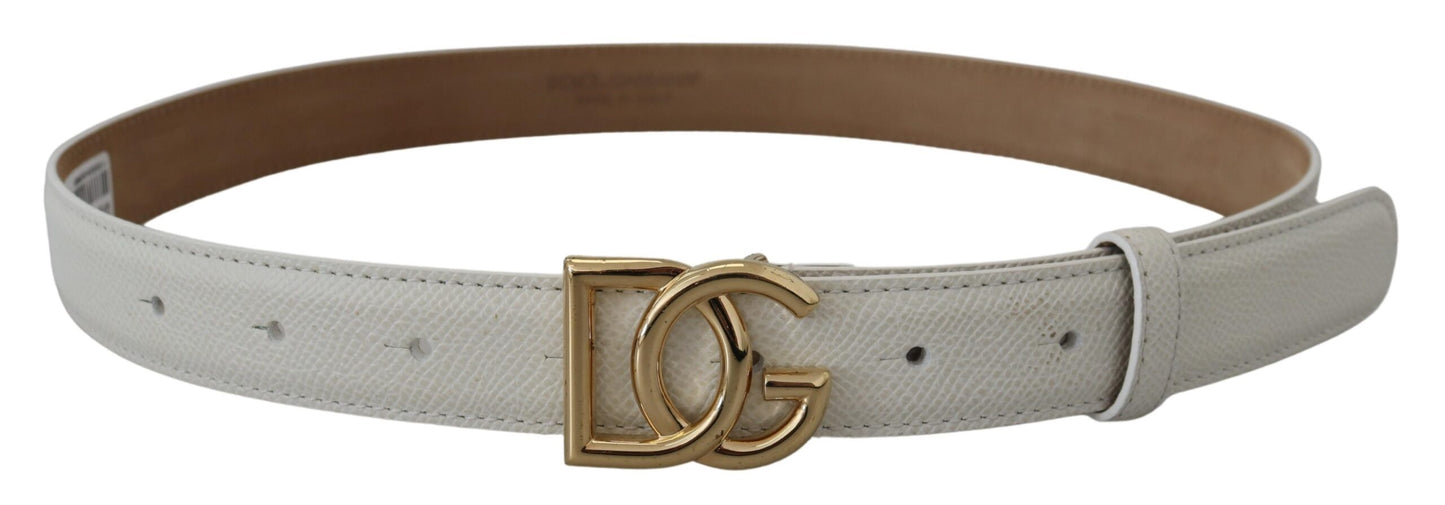 Cintura Dolce &amp; Gabbana in pelle bianca con fibbia logo DG in oro da donna