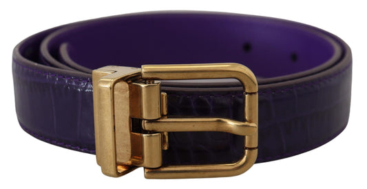 Cintura Dolce &amp; Gabbana in pelle esotica viola con fibbia in metallo dorato