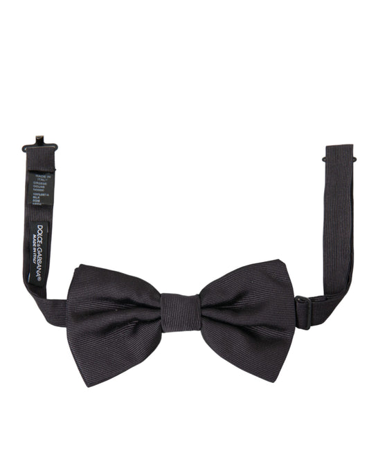 Dolce & Gabbana Black Silk Adjustable Neck Men Bow Tie