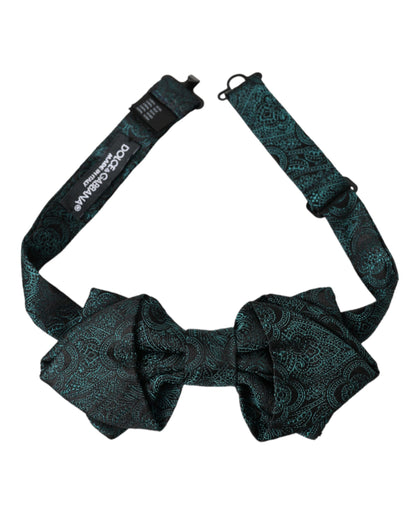 Dolce & Gabbana Green Bandana Silk Adjustable Neck Bow Tie