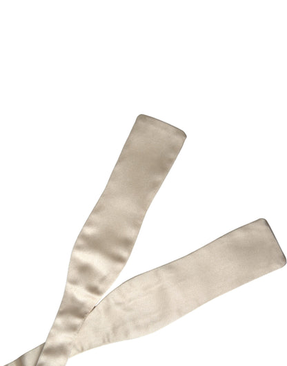 Dolce & Gabbana Beige Silk Slim Skinny Necktie Men Bow Tie