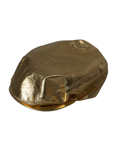 Dolce &amp; Gabbana Cappello Newsboy Uomo in Poliestere Oro Metallizzato