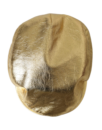 Dolce &amp; Gabbana Cappello Newsboy Uomo in Poliestere Oro Metallizzato