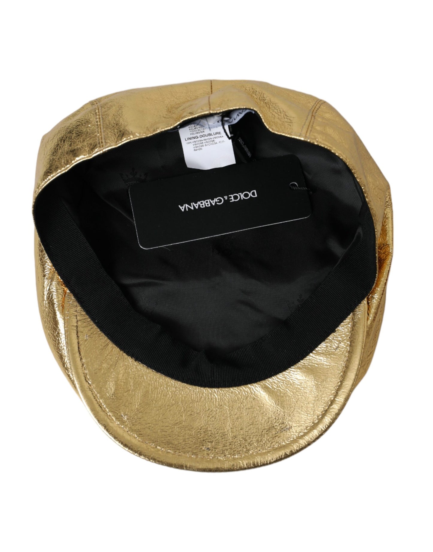 Dolce &amp; Gabbana Cappello Newsboy Uomo in Poliestere Oro Metallizzato