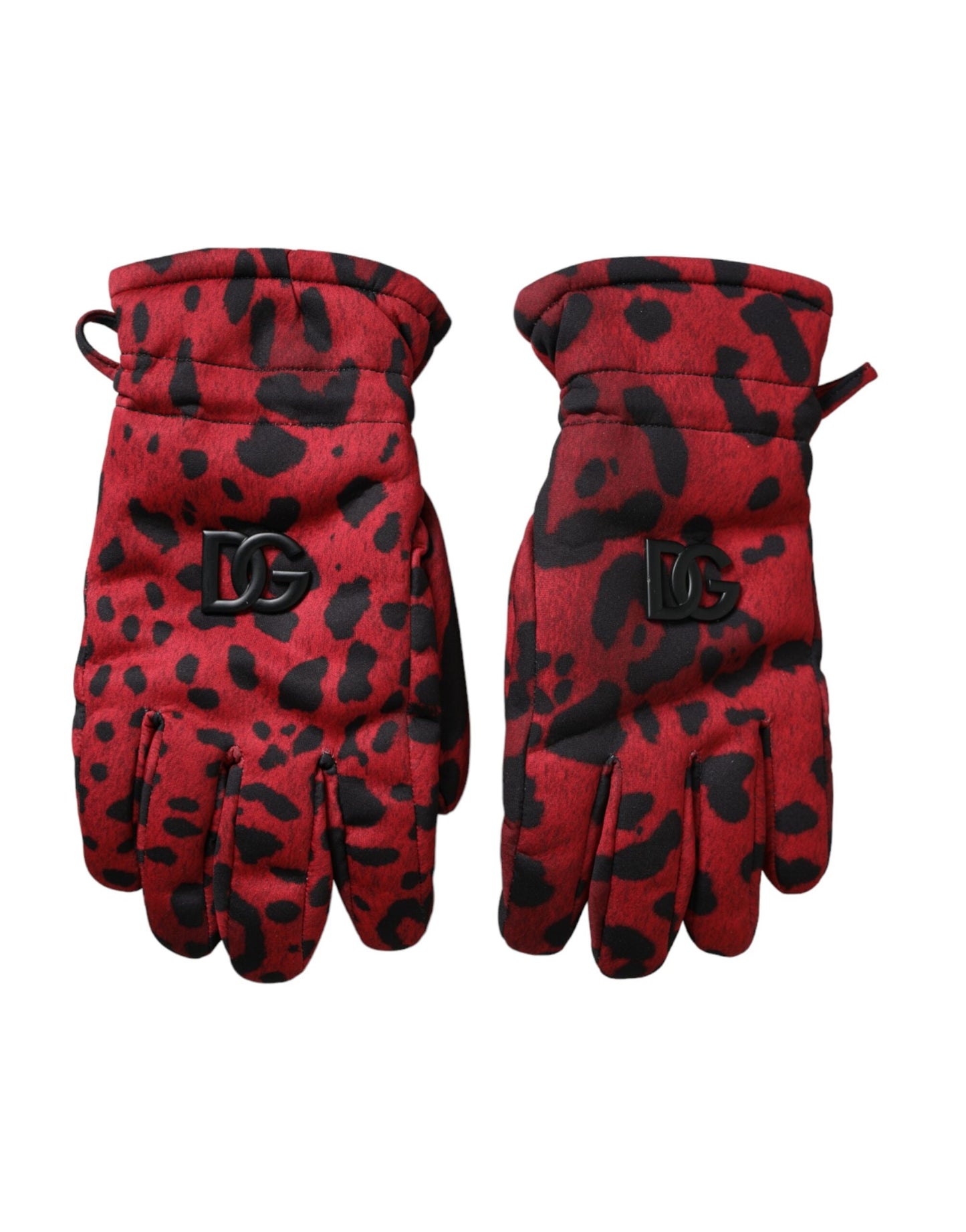 Guanti da polso Dolce &amp; Gabbana con logo leopardato rosso