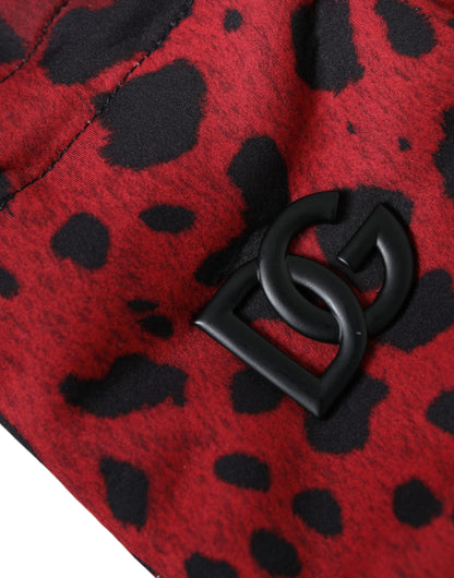 Guanti da polso Dolce &amp; Gabbana con logo leopardato rosso