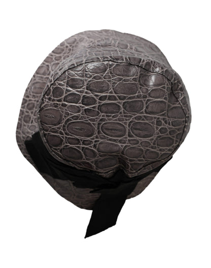 Cappello da pescatore in pelle con motivo grigio nero Dolce &amp; Gabbana