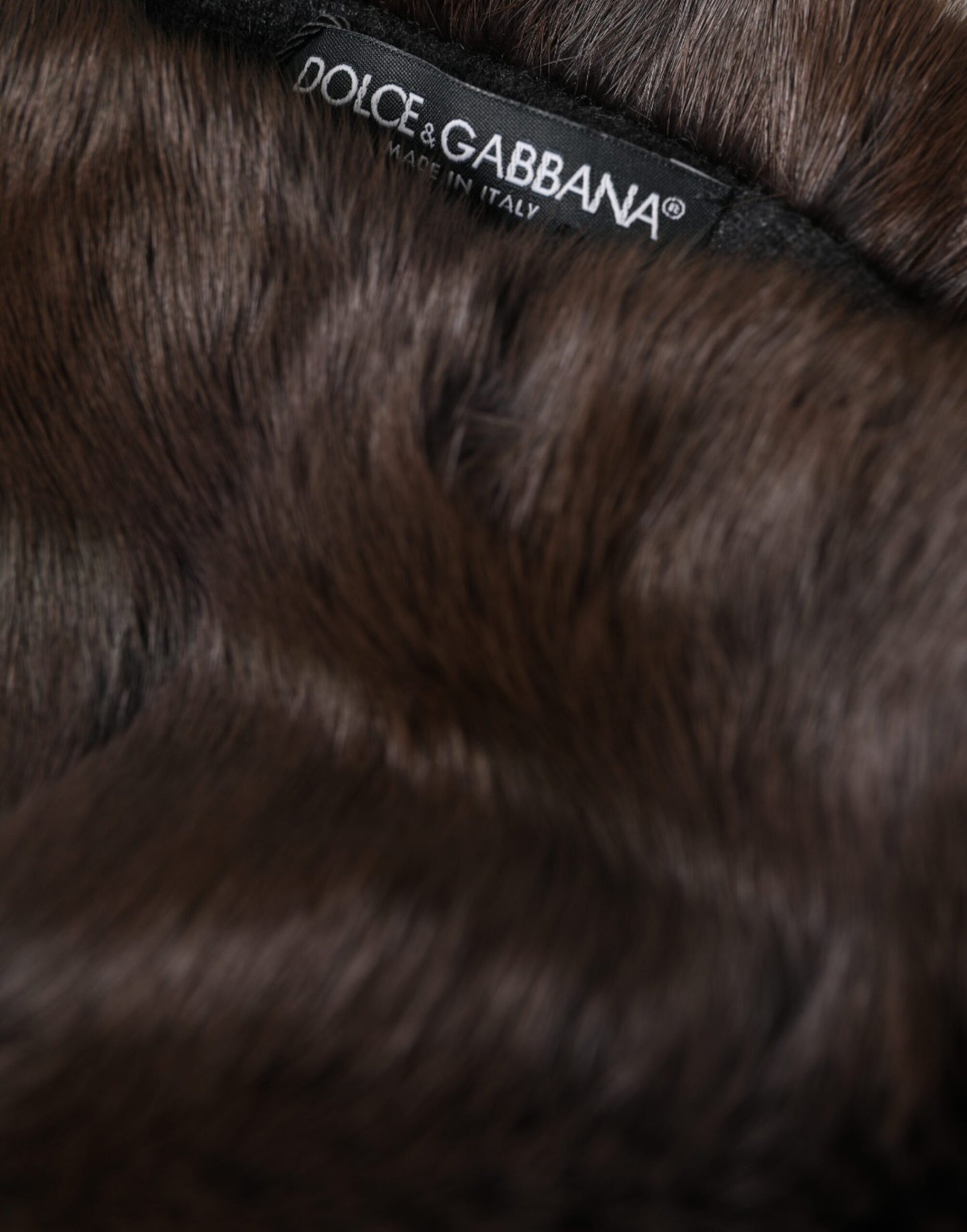 Berretto in cashmere da donna con pelliccia di donnola marrone Dolce &amp; Gabbana