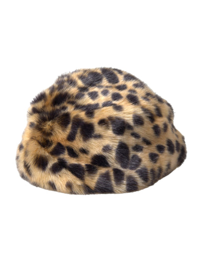 Dolce &amp; Gabbana Cappello da pescatore da donna in pelliccia di leopardo marrone