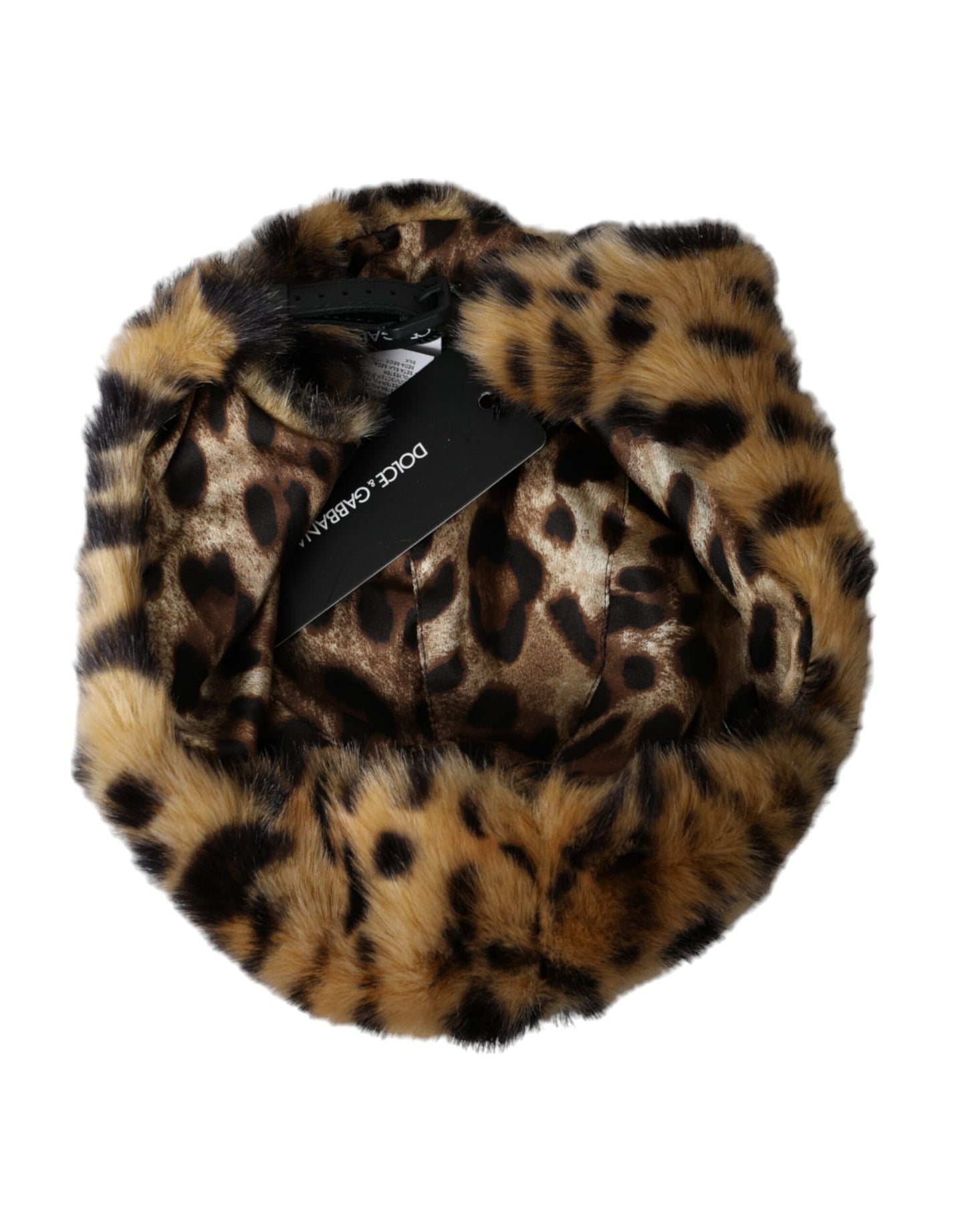 Dolce &amp; Gabbana Cappello da pescatore da donna in pelliccia di leopardo marrone