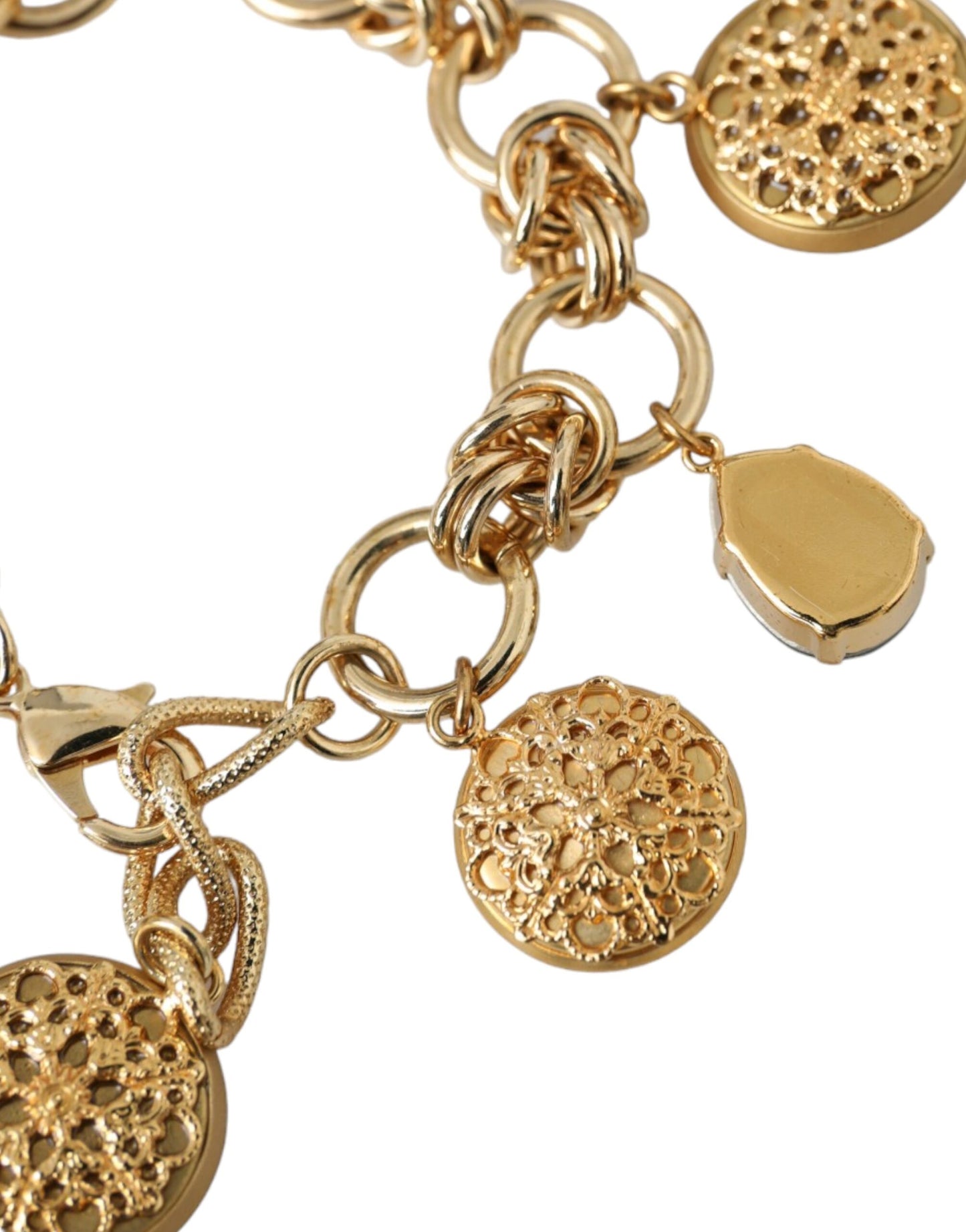 Dolce &amp; Gabbana Bracciale da donna con catena in ottone color oro e cristalli