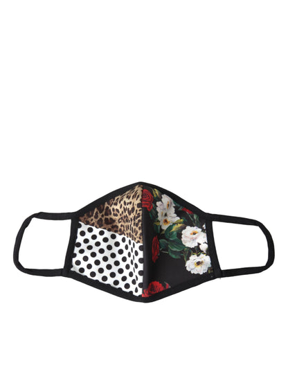 Dolce &amp; Gabbana Maschera per il viso con cinturino elastico per orecchie floreale leopardato multicolore