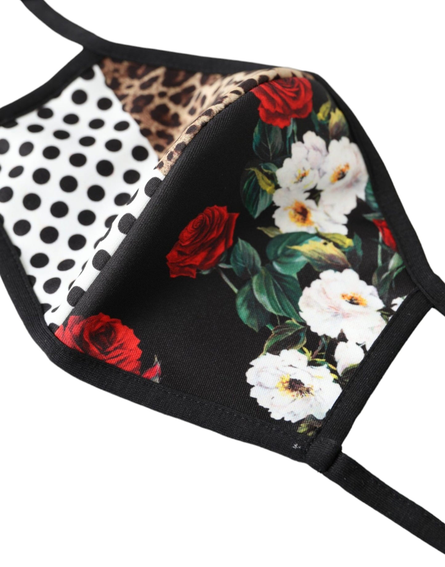 Dolce &amp; Gabbana Maschera per il viso con cinturino elastico per orecchie floreale leopardato multicolore