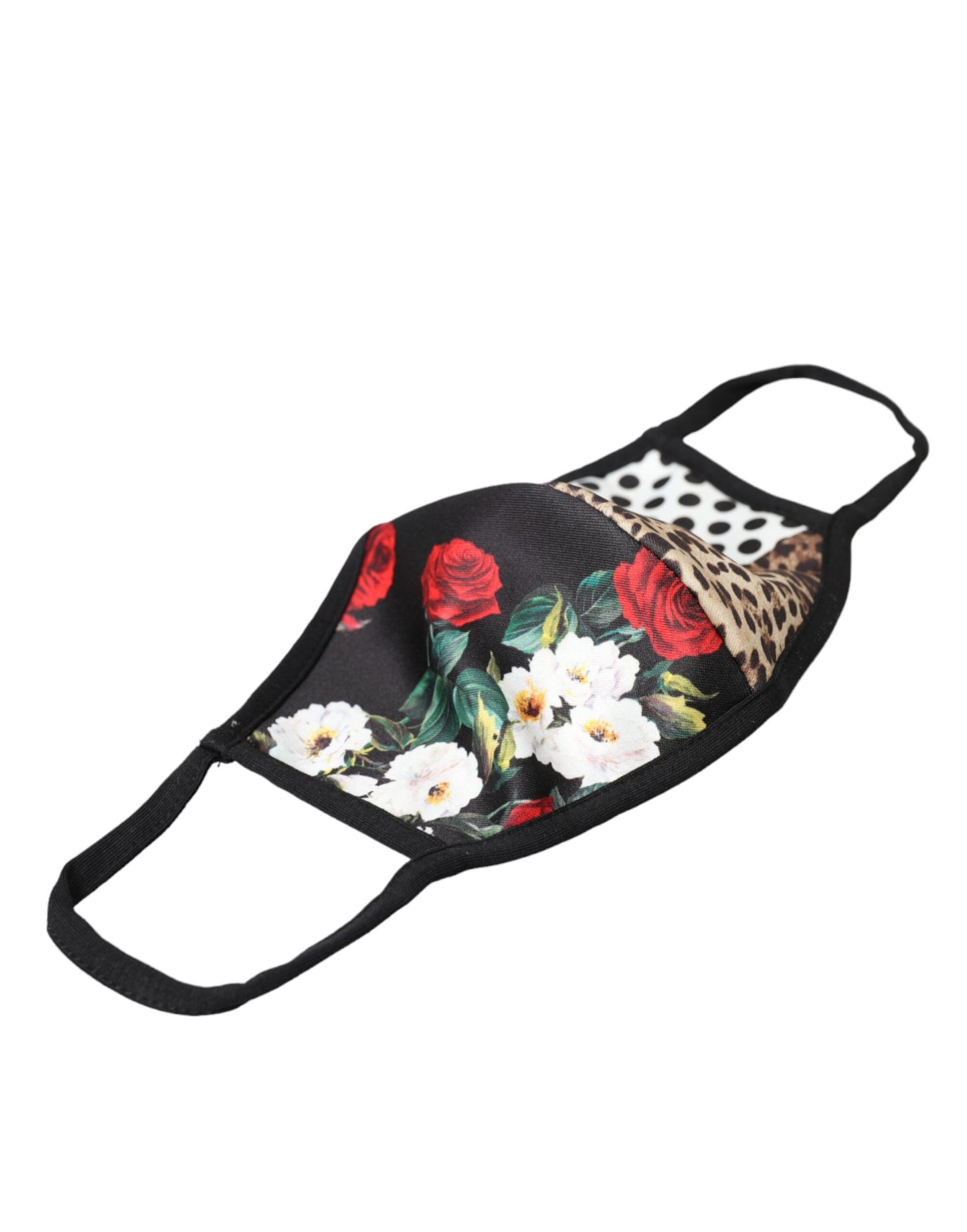 Dolce &amp; Gabbana Maschera per il viso con cinturino elastico per orecchie floreale leopardato multicolore