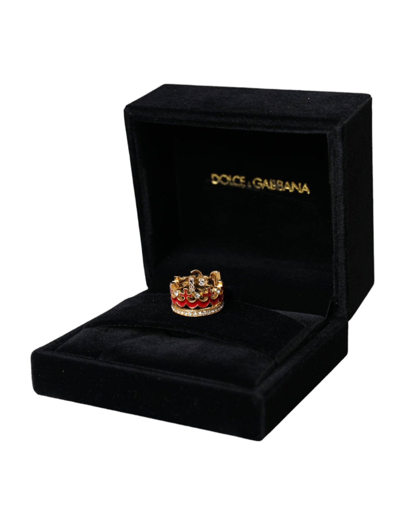 Dolce &amp; Gabbana Anello con ciondolo DG CROWN in ottone dorato e smalto di cristallo