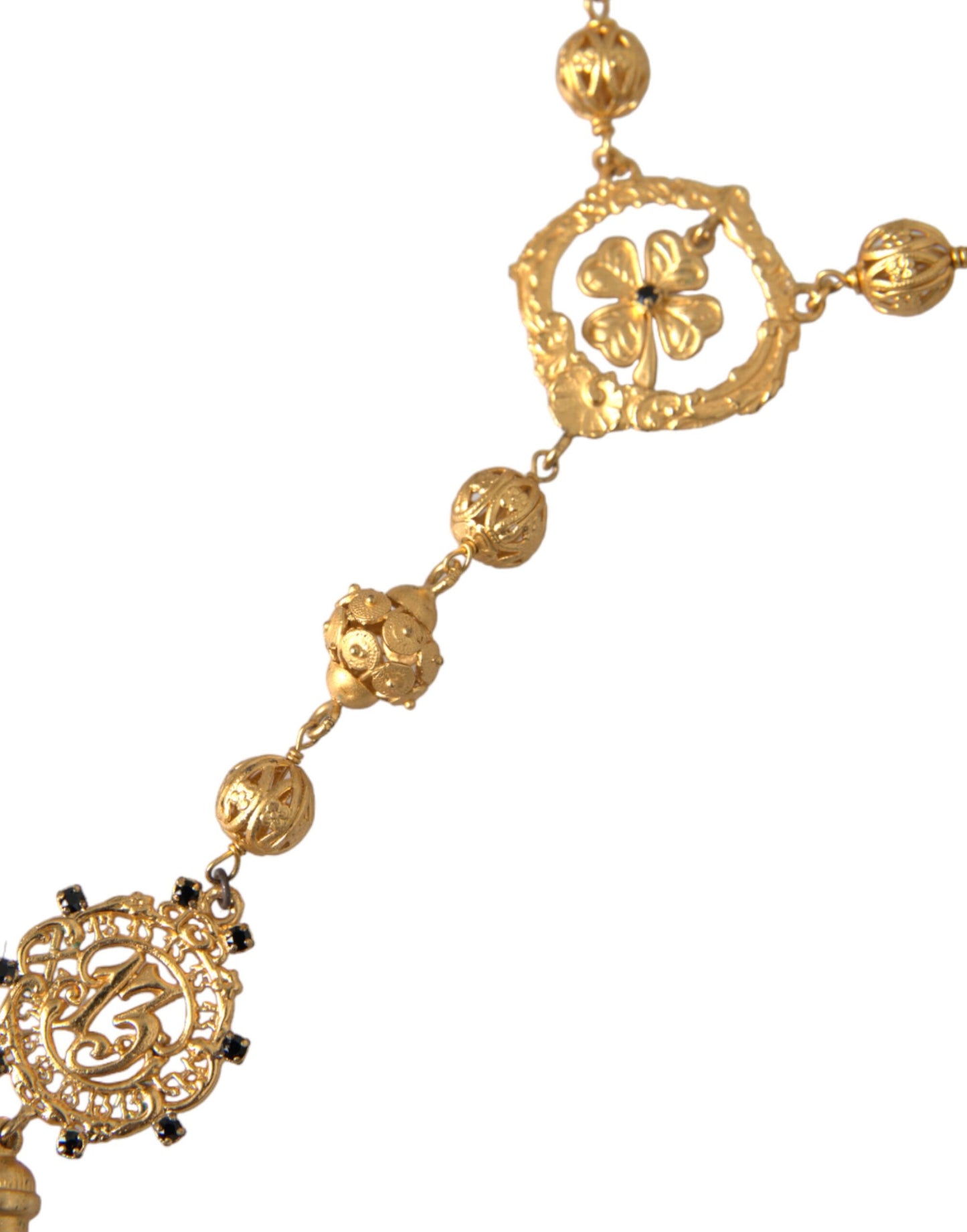 Dolce &amp; Gabbana Collana siciliana con catena color oro e perline in ottone